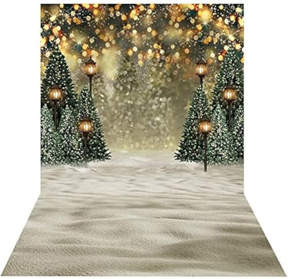 Mocsicka Winter Forest Landscape Backdrop Snowy Christmas Pine Tree Halo Spots Photography Background Winter Wonderland Forest Family Party Wall Decoration Photo Studio Props (6x8ft) - size: 6x8ft