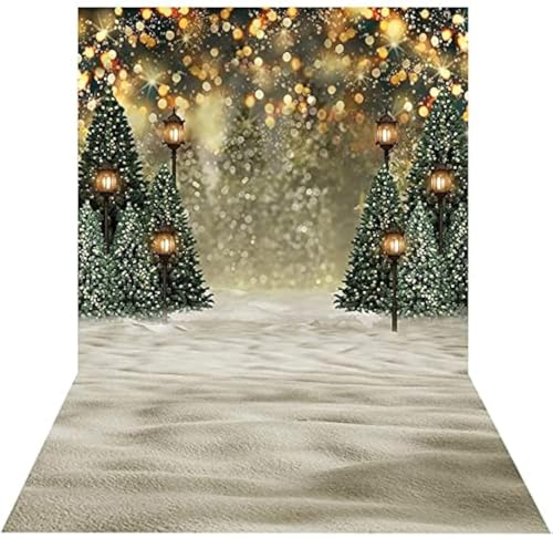 Mocsicka Winter Forest Landscape Backdrop Snowy Christmas Pine Tree Halo Spots Photography Background Winter Wonderland Forest Family Party Wall Decoration Photo Studio Props (6x8ft) - size: 6x8ft