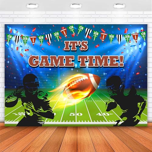 Avezano Football Theme Backdrop Football Birthday Party Decorations It's Game Time Sports Themed Baby Shower Party Backdrops for Photography (10x7ft, 118x82inch) - size: 10x7ft, 118x82inch