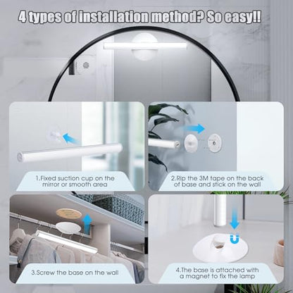 Benature LED Mirror Lights Portable Rechargeable Vanity Light 3 Brightness Touch Control Makeup Light for Bathroom Dressing Room 2 Packs - size: 2 Packs