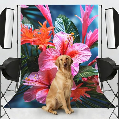 Tropical Plant Flower Backdrop Background for Photography 5x7ft Photobooth Professional Photo Backdrop Curtains Video Photography Studio Photo Backgrounds Banner Booth Background Screen Parties - color: Tropical Plant Flower