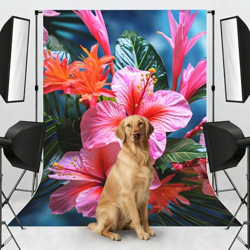 Tropical Plant Flower Backdrop Background for Photography 5x7ft Photobooth Professional Photo Backdrop Curtains Video Photography Studio Photo Backgrounds Banner Booth Background Screen Parties - color: Tropical Plant Flower