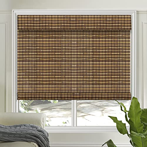 Letau No Drill No Tools Cordless Wood Window Shades Blinds, Bamboo Light Filtering Roller Shades, Color 6 - color: Color 6