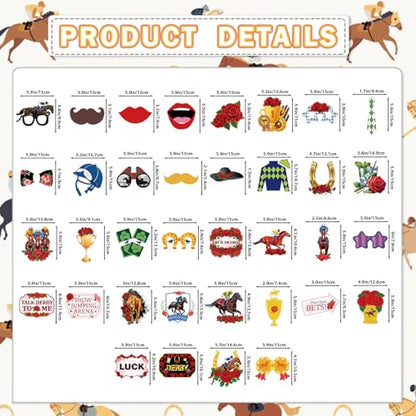 36Pcs Kentucky Derby Photo Booth Props Horse Racing Photo Booth Props Kentucky Derby Decorations for Kentucky Derby Party Decorations Horse Racing Decorations Kentucky Derby Party Supplies