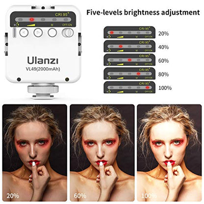 ULANZI VL49 2000mAh LED Video Light w 3 Cold Shoe, Rechargeable Soft Light Panel for DJI OSMO Mobile 3 Pocket Zhiyun Smooth 4 Sony RX100 VII Canon G7X Mark III A6400 6600 Action Camera 13 9 8 Vlogging - color: White