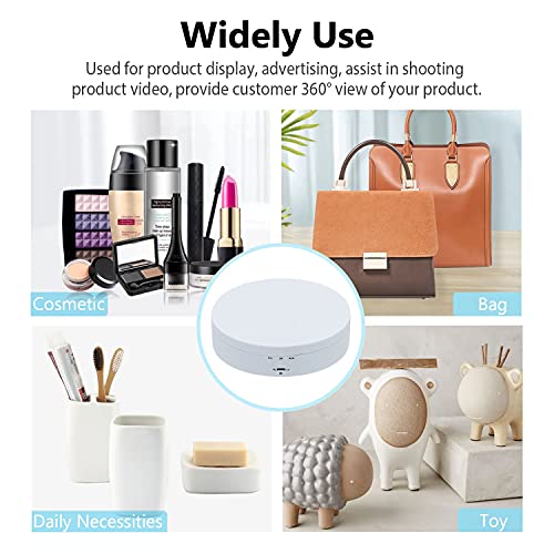 Mcbazel 5.4" Motorized Rotating Display Stand — 360° Electric Turntable | 3 Speeds & 4 Angle Modes | 6.6 lb Capacity | USB & Battery Powered | Photography, Collectibles, Jewelry & Tumblers - color: White+5.4inch