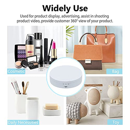Mcbazel 5.4" Motorized Rotating Display Stand — 360° Electric Turntable | 3 Speeds & 4 Angle Modes | 6.6 lb Capacity | USB & Battery Powered | Photography, Collectibles, Jewelry & Tumblers - color: White+5.4inch