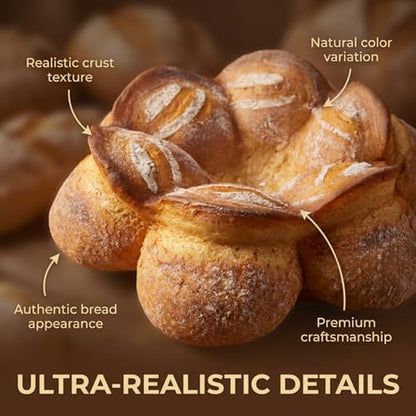 Lifelike PU Bread Prop for Holiday Decor, Simulation Artisan Loaf for Thanksgiving Table, Christmas Kitchen Styling, Halloween Display (B8)