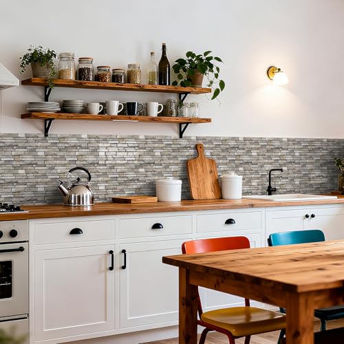 ViibXfans-3D Textured Peel and Stick Backsplash Tiles - 20-Sheets 9.69"x4.72" Waterproof Self-Adhesive Backsplashes Tile for Kitchen,Bathroom-Granite - color: Granite