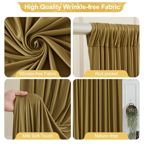 16x10FT Light Brown Backdrop Curtains for Wedding Parties, Wrinkle Free Polyester Photography Backdrop Drapes for Baby Shower Birthday Parties Stage Background Stand Decorations 4x10ft,4 Panels - color: Gold Brown, size: W4' X H10'(4 Panels)