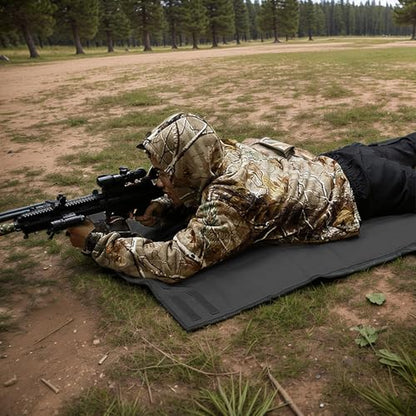 Outdoor Camping Tactical Training Shooting Mat Anti Slip Pad, Waterproof and Moisture-Proof Folding Mat Picnic Blanket Portable with Carry Strap - color: Black