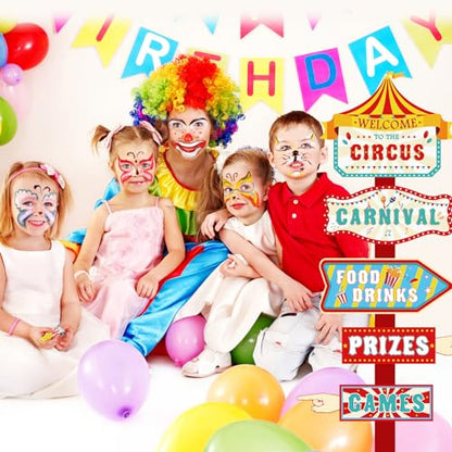 Hooqict 20 Pieces Carnival Decorations Circus Theme Party Directional Signs Carnival Party Signs Welcome to The Circus for Kids Carnival Birthday Party Decorations Supplies - style: Carnival