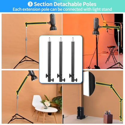 Heavy Duty Overhead Camera Desk Mount Stand 14.5"-41" with 1/4" Screw, 3-Section 360°Rotatable Detachable Articulating Boom Arm with Enlarged Handle C Clamp, Tabletop Light Stand for Streaming Vlog - color: DTMS05