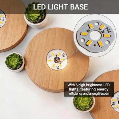Battery Power Led Light Stand for 3D Crystal Art Glass,Warm Light,Wood,4 inch - color: Yellow