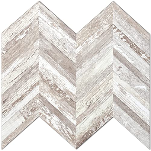 DICOFUN 10-Sheet Herringbone Peel and Stick Backsplash, Vintage Brown Wood Look PVC Stick on Backsplash for Kitchen and Bathroom - color: Vintage Brown Wood, size: 10 Sheets, 12"x12"x0.12"