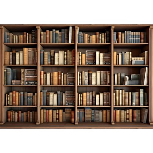 8x6ft Library Bookshelf Photography Backdrop Library Office Study Room Bookcase Photo Background Video Conference School Online Class Poster Banner Decor Wallpaper Portrait Video Studio Prop