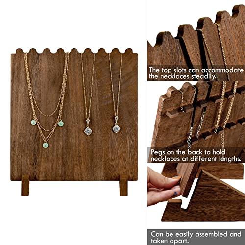 Ikee Design Set of 2 Wood Necklace Jewelry Display Stand for 8 Necklaces, Necklace Display Holder Organizer, Brown Color - color: Brown