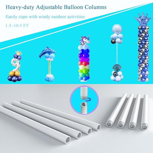 Decojoy Balloon Arch Stand, 7.5ft Large Round Backdrop Frame, Adjustable Half Circle Arch, 2 set Reusable Metal Ballon Column Kit with Base 3IN1 for Birthday, Wedding, Graduation, Shower Party