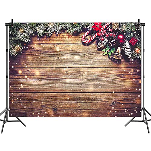 Winter Snowflake Gold Glitter Christmas Wooden Wall Holiday Photo Background 7X5ft Vinyl Xmas Party Photography Backdrops Kids Portrait Family Party Photo Studio Booth Props