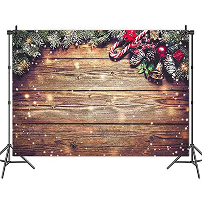 Winter Snowflake Gold Glitter Christmas Wooden Wall Holiday Photo Background 7X5ft Vinyl Xmas Party Photography Backdrops Kids Portrait Family Party Photo Studio Booth Props