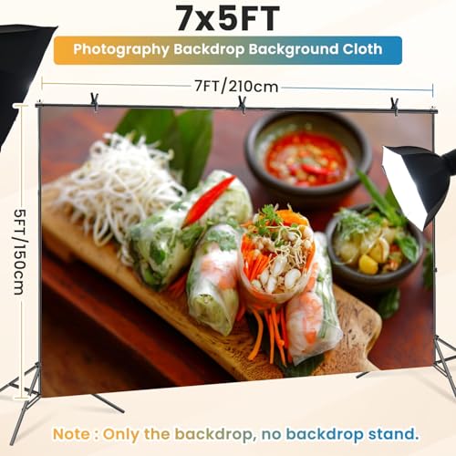 5x7ft Photography Backdrop Vietnamese Shrimp Spring Rolls Traditional Food Pictures Photo Backdrop Photography Background for Photoshoot Portrait Video Party Photo Studio Prop Booth - color: Color9
