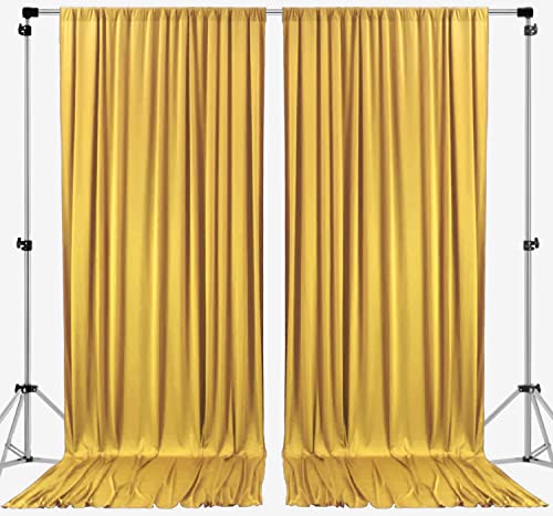 AK TRADING CO. 10 feet x 10 feet Mustard Gold Polyester Backdrop Drapes Curtains Panels with Rod Pockets - Wedding Ceremony Party Home Window Decorations - color: Gold, size: 60"W x 120"L (Pack of 2)
