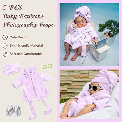 Newborn Photography Props Baby Girl 5 PCS Bathrobes Bath Towel Outfit with Slippers Cucumber Photo Props for Infant Boys Girls(0-6 Months) - size: Small