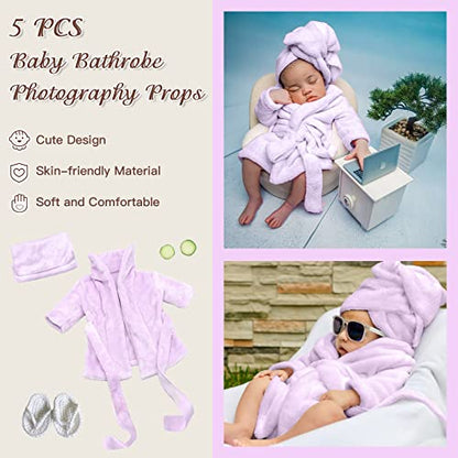 Newborn Photography Props Baby Girl 5 PCS Bathrobes Bath Towel Outfit with Slippers Cucumber Photo Props for Infant Boys Girls(0-6 Months) - size: Small