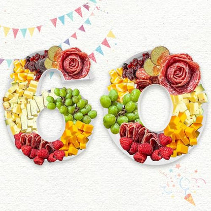 Charcuterie Cardboard Number Fillable Shaped Treat Decorative Box Anniversary Birthday Table Centerpiece (60&90 Style, 9inch) - size: 9inch, style: 60&90 Style