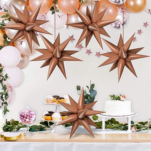 72 PCS Chocolate Color Star Balloons, Big 26 Inch Foil Balloons Explosion, Large 12 Point Cone Balloon for Wedding Anniversary Backdrop Birthday Party Decorations - color: Chocolate Star Cones, 26 Inch
