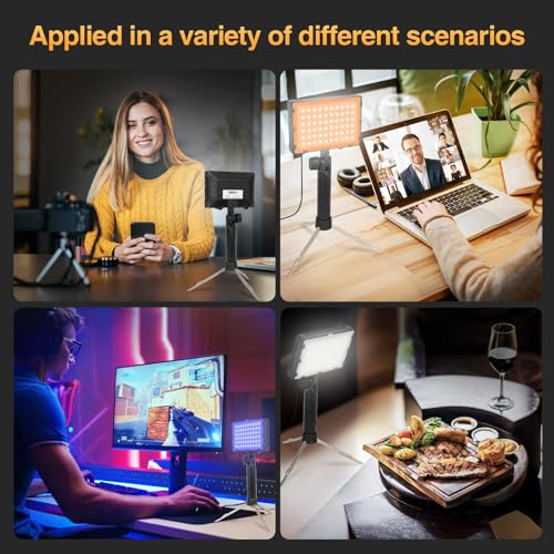 EMART 60 LED Continuous Portable Photography Lighting Kit for Table Top Photo Camera Video Recording Studio Light Lamp with Adjustable Tripod Stand & Color Filters - 2 Packs