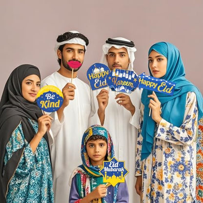 Eid Mubarak Party Photo Booth Props, Ramadan Mubarak Photoshoot Islamic Wdding Birthday Baby Shower Party Photography Props Favor Centerpiece Sticks Decorations 30 PCS