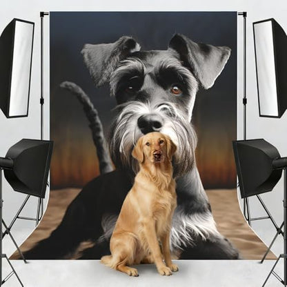 Animal Schnauzer Dog Backdrop Background for Photography 5x7ft Photobooth Professional Photo Backdrop Curtains Video Photography Studio Photo Backgrounds Banner Booth Background Screen Parties - color: Animal Schnauzer Dog