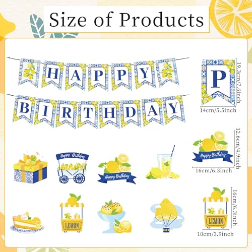 Lemon Birthday Banners - 10PCS Capri Swirls Decorations for Amalfi Coast Party Supplies - style: Lemon