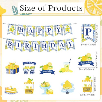 Lemon Birthday Banners - 10PCS Capri Swirls Decorations for Amalfi Coast Party Supplies - style: Lemon
