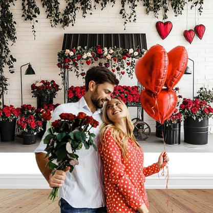 Mocsicka Valentines Day Backdrop Red Black Valentines Day Photography Backdrop Decorations Romantic Red Rose Heart Love Background Photo Prop Supplies (10x8ft) - size: 10x8ft