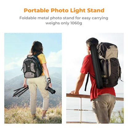K&F CONCEPT Light Stand for Photography, 7.5ft/2.3M Portable Extendable Photo Video Tripod Stand, Lighting Tripod with 1/4" Screw for Lighting/Strobe Light/Webcams/Cameras/Softbox, with Storage Bag - size: 2.3M