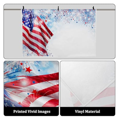 AOFOTO 7x5ft American Flag with Fireworks Backdrop 4 July Independence Day Photography Background Stars and Stripes USA Patriotic Veteran Holiday Photo Studio Props Vinyl Seamless Portrait Wallpaper - size: 7x5ft