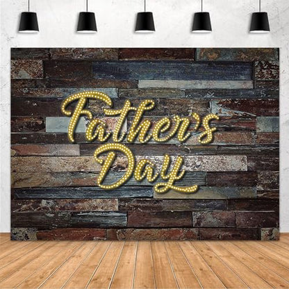 MEHOFOND 10x7ft Father's Day Backdrop Fathers Day Party Decoration Rustic Wood Happy Father's Day Photography Background Banner Studio Photo Props - size: 10x7ft