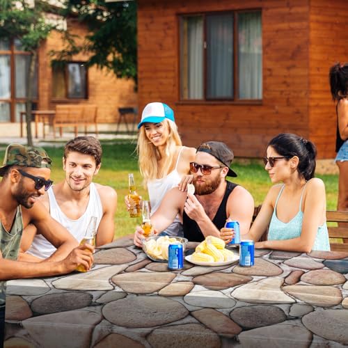 Tegeme 100 ft x 54 Inch Cobblestone Wall Tablecloth Roll Castle Wall Backdrop Disposable Plastic Stone Pattern Table Covers for Medieval Party Supplies Vbs Vacation Bible School Decor - size: 1200" x 54" (Rectangular), style: Cobblestone