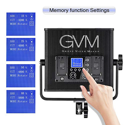 LED Video Light GVM 672S CRI97+ TLCI97+ 22000lux Dimmable Bi-color 3200K-5600K Light Panel With Digital Display For Outdoor Interview Studio Video Making Photography Lighting 3 pcs Kit