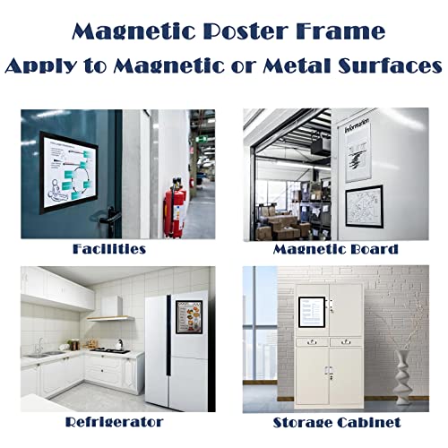 JIUYE 8.5" x 11" Magnetic Document Paper Holder Backside with Magnetic Tape,Magnetic Display Frame for Sign/Notice/Photo,work on Metal and Magnetic Surface (Frosted Surface,12Pcs) - size: 8.5" x 11" Size