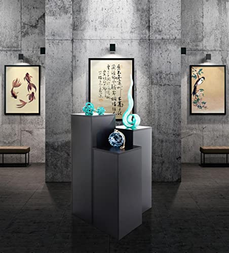 Displays2go Black Display Pedestal Stand, 36" Tall Portable Gallery & Art Pedestal for Retail, Exhibits & Museums (WDCUBEBLK3) - color: Black, size: 36"H