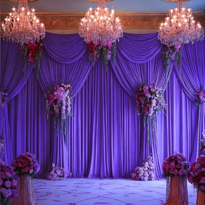 Purple Backdrop Curtains 4 Panels - Wrinkle-Free Polyester Photography Drapes for Baby Shower & Birthday Party - 16 X 10FT - color: Purple, size: W4' x H10'(4 panels)
