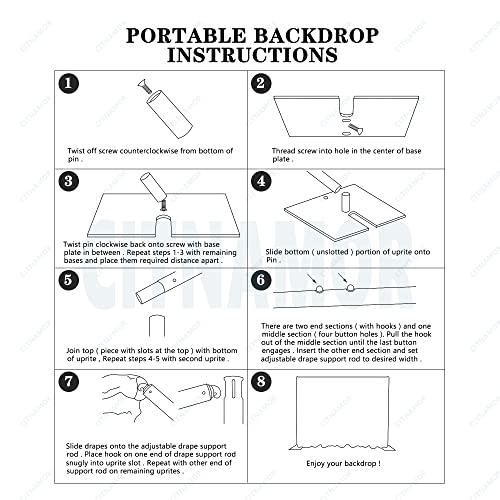 Pipe and Drape Adjustable Uprights, Crossbars,Bases & Hangers - Drape Systems for Backdrops, Trade Shows, Events, Photo Booths and Decorations by CITNAMOR (10' Tall x 10' Wide Kit) - size: 10' Tall x 10' Wide Kit