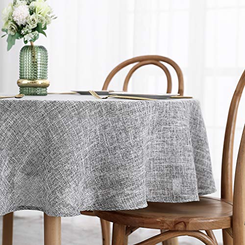 maxmill Flaxy Faux Linen Tablecloth with 2-Tone Slubby Texture Wrinkle Resistant Anti-Shrink Soft Table Cloth for Kitchen Dining Restaurant Tabletop for Event Dinner Round 70 Inch Light Gray - color: Flaxy Light Grey, size: 70" (Round)