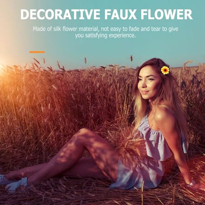 100 Pcs Artificial Sunflower Heads Faux Yellow Simulation Flowers Decorative Flower Prop for Home Décor Photography and Event Styling
