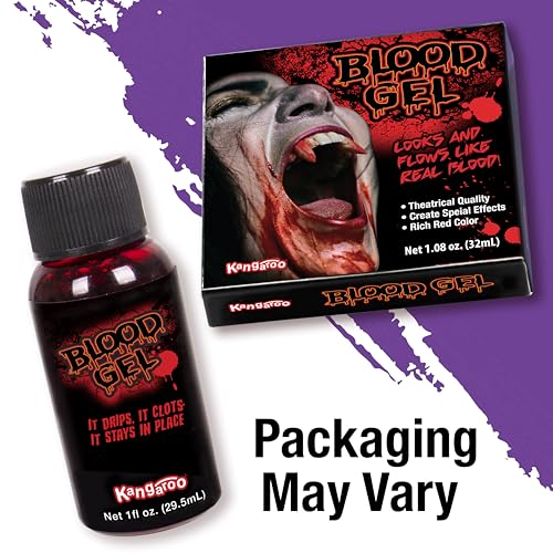Kangaroo Vampire Fake Blood - Scab Washable Fake Blood for Face Makeup - Coagulated SFX Blood Paint for Horror Scary Halloween Costume Prop - Creepy Vampire Cosplays Kit (Packaging May Vary)
