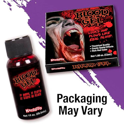 Kangaroo Vampire Fake Blood - Scab Washable Fake Blood for Face Makeup - Coagulated SFX Blood Paint for Horror Scary Halloween Costume Prop - Creepy Vampire Cosplays Kit (Packaging May Vary)