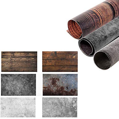 Selens 3pcs Double Sided Photography Background (22x35.4 Inch) 6 Patterns Wood Marble Textures Waterproof Paper Tabletop Backdrop for Food Jewelry Cosmetics Makeup Photo Shoot - color: Set G
